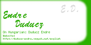 endre duducz business card